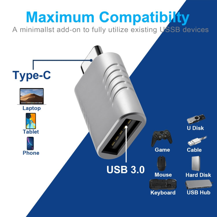 Adaptateur en alliage de zinc 2 PCS SBT-148 USB-C / TYPE-C mâle vers USB 3.0 femelles (espace argent)