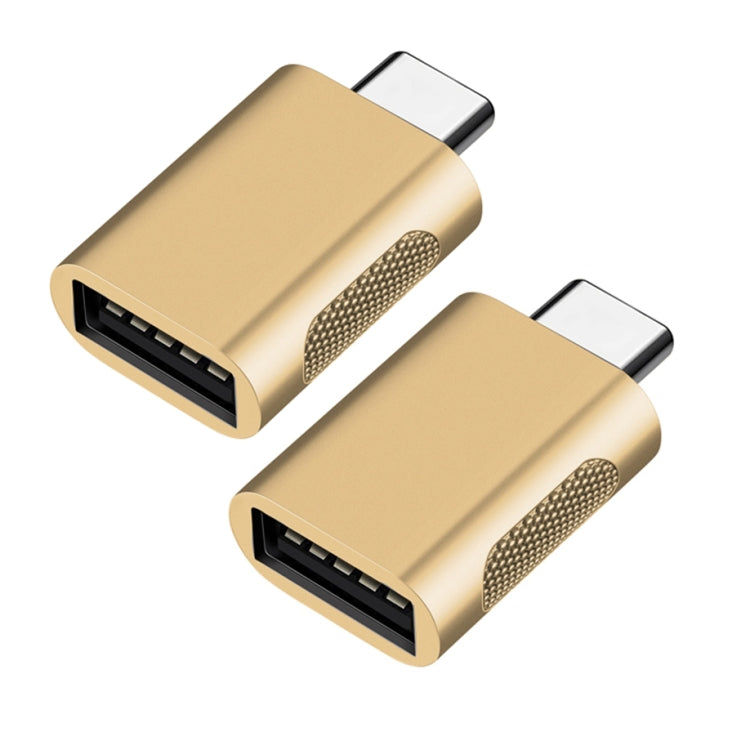 2 PCS SBT-158 Adaptateur USB-C / Type-C Mâle vers USB 3.0 Femelle en Alliage de Zinc (Or)