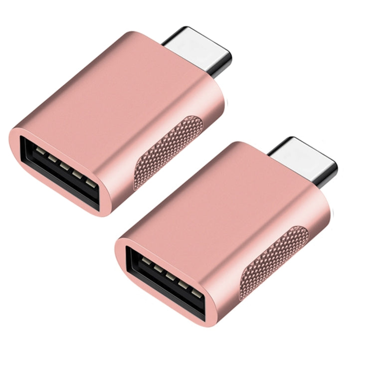 2 PCS SBT-158 Adaptateur USB-C / Type-C Mâle vers USB 3.0 Femelle en Alliage de Zinc (Or Rose)