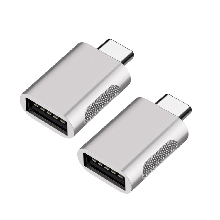 2 PCS SBT-158 USB-C / TYPE-C Macho a USB 3.0 Adaptador de aleación de zinc Hembra (Plata)