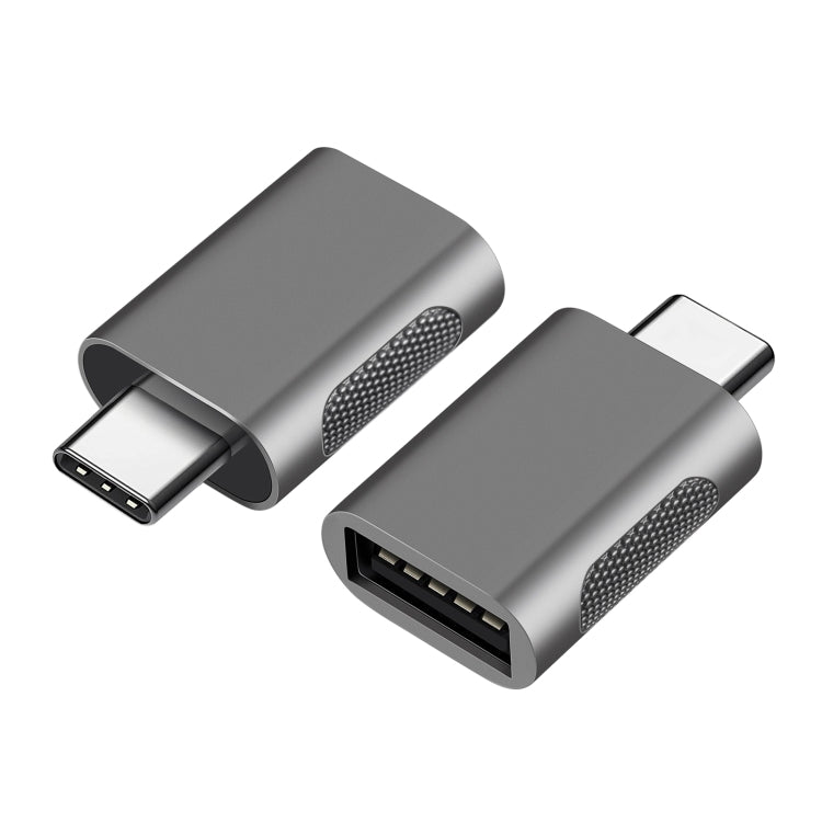 2 PCS SBT-158 USB-C / Type-C Male to USB 3.0 Female Zinc Alloy Adapter (Black)