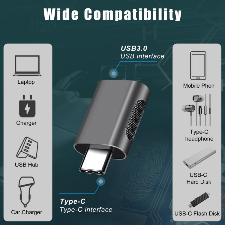 2 PCS SBT-158 USB-C / TYPE-C Stecker auf USB 3.0 Buchse Zinklegierung Adapter (Silber)