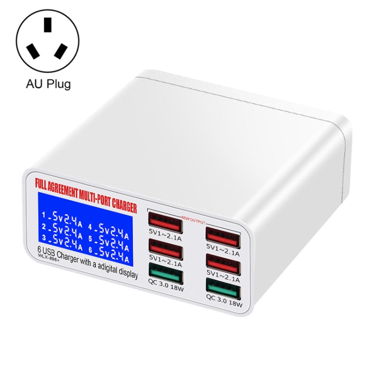 WLX-896 + 6 in 1 Multifunction Smart Digital Display USB USB Charger (AU Plug)