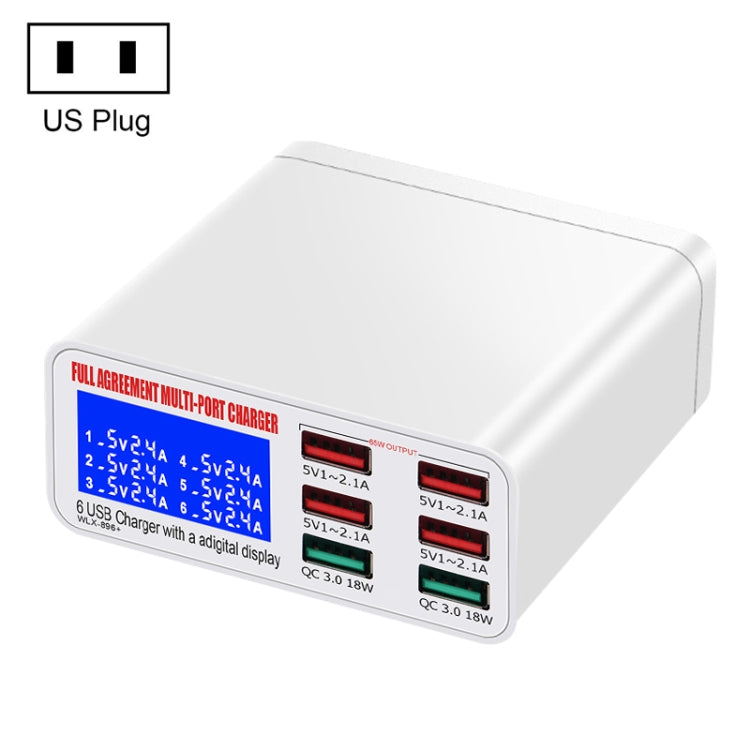 WLX-896 + 6 in 1 Multifunction Smart Digital Display USB USB Charger (US Plug)