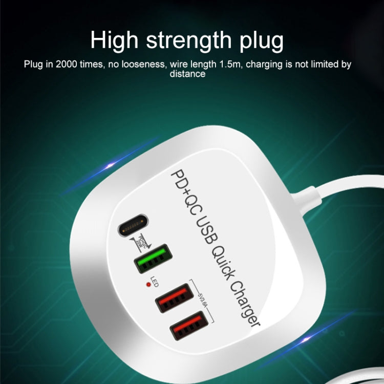 WLX-T3P 4 en 1 PD + QC Chargeur USB à chargement rapide intelligent multifonction (prise UE)