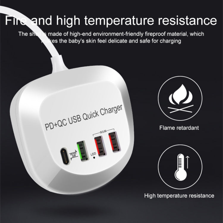 WLX-T3P 4 in 1 PD + QC Multifunction Smart Fast Charging USB Charger (EU Plug)