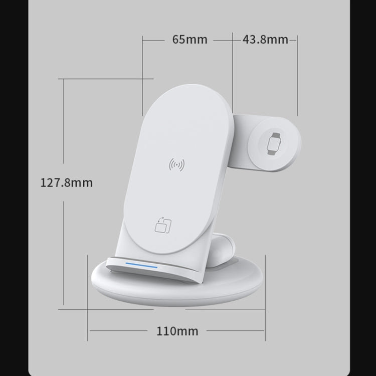 Wiwu 15W Power Air 3 en 1 Cargador Inalámbrico para Teléfonos Inteligentes y Auriculares Inalámbricos y reloj Inteligente