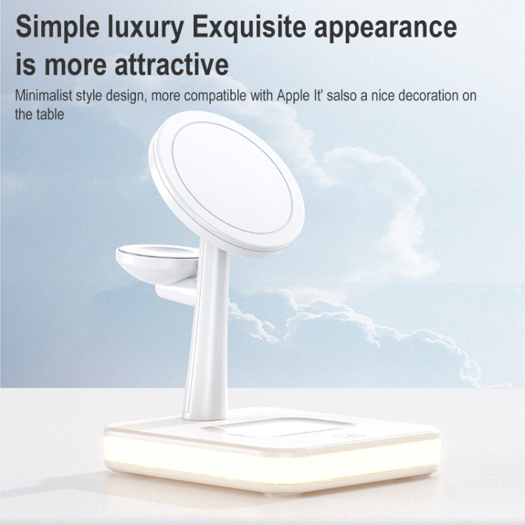 991 3 in 1 15w Wireless Fast Charging Electromagnetic Induction with 360 Degree Rotating Bracket (White)