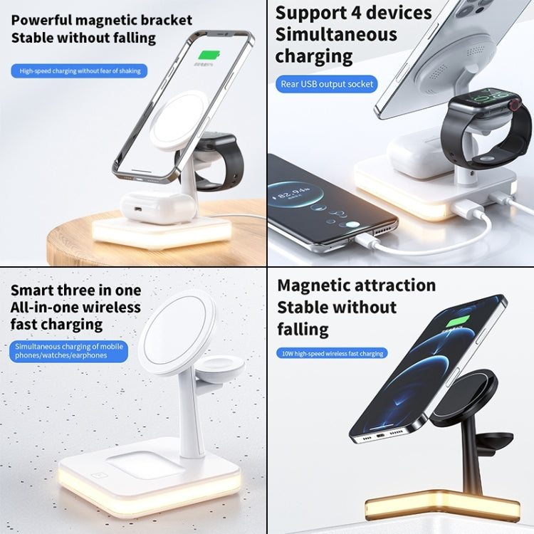 991 3 in 1 15W Wireless Fast Charging Electromagnetic Induction with 360 Degree Rotating Bracket (Black)