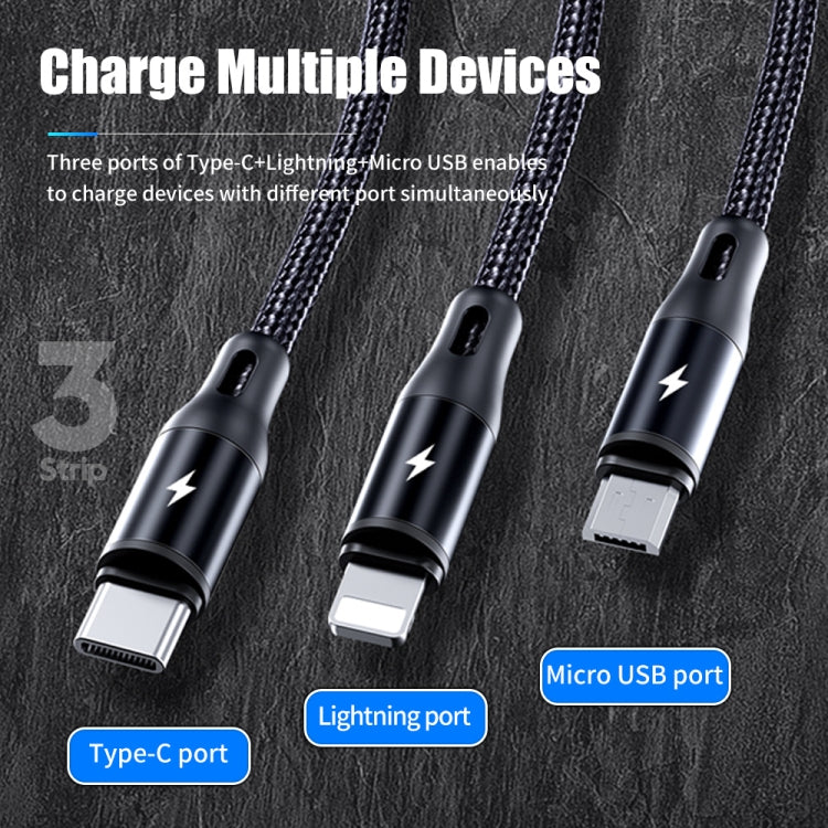 udtrykkeligt Ærlighed skipper Rock G18 Flash Charging Series 3 in 1 USB to 8pin Data Cable + USB-C /