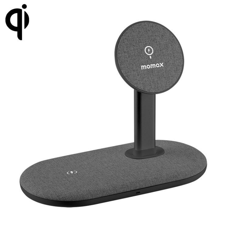 Momax UD20 Q.MAG Dual 15W Magnetic Dual Wireless Fast Charging Charger for iPhone 12 (Dark Grey)