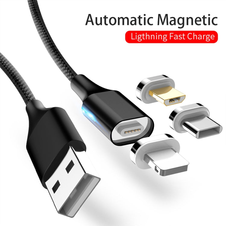 M11 3 in 1 3A USB to 8 PIN + Micro USB + USB-C / Type C / Type C Magnetic Data Cable Cable length: 1M (Black)