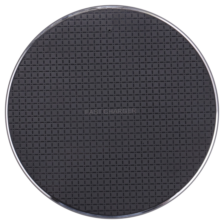 Plaid Pattern 10W Qi Wireless Charger Round Metal (Black)