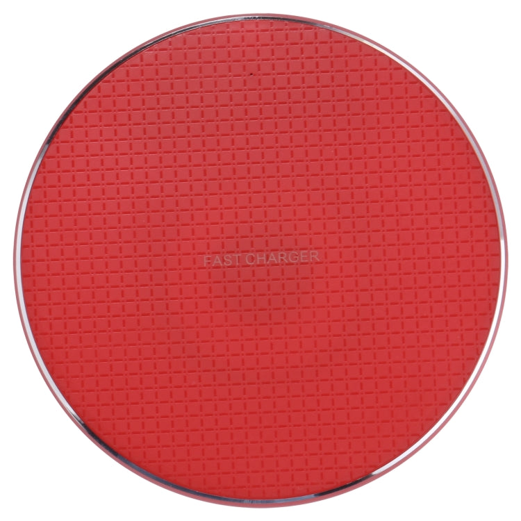 Patrón de tela escocesa de 10W Qi Cargador Inalámbrico de metal redondo (Rojo)