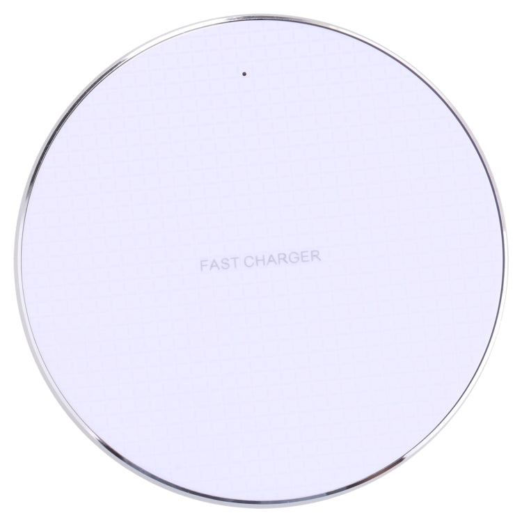 Plaid Pattern 10W Round Metal Qi Wireless Charger (White)