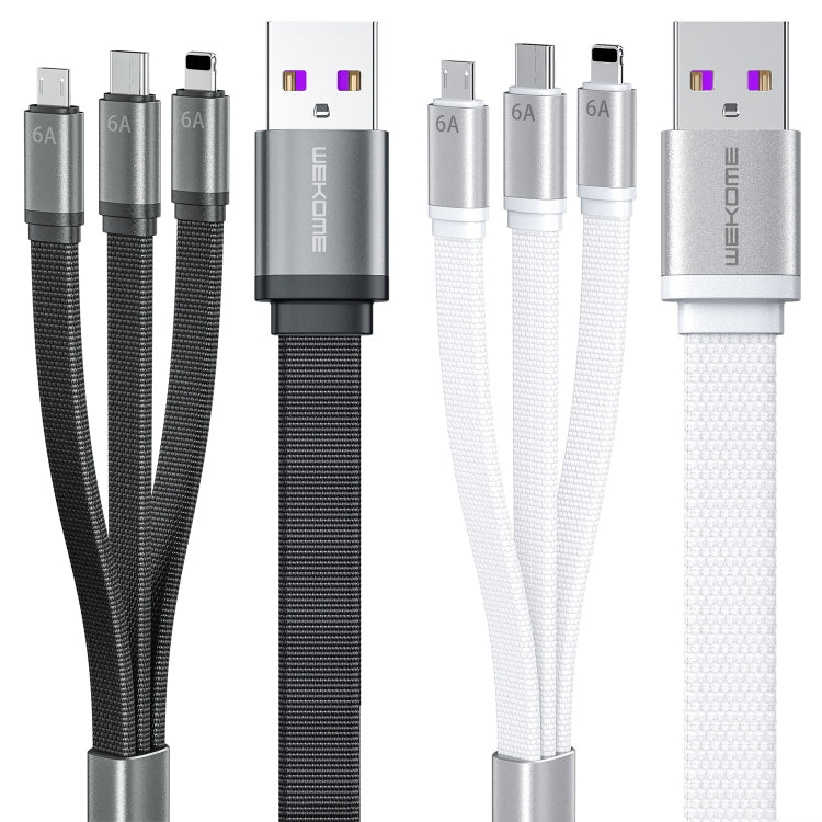 WK WDC-157th 3 in 1 8 Pin + Type-C / USB-C + Micro USB Fast Charging Cable Length: 1.5m (White)