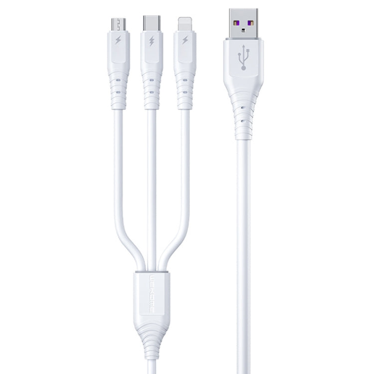 WK WDC-159 3 en 1 6A 8 broches + Type-C / USB-C + Micro USB Câble de charge rapide en silicone Longueur : 1,5 m