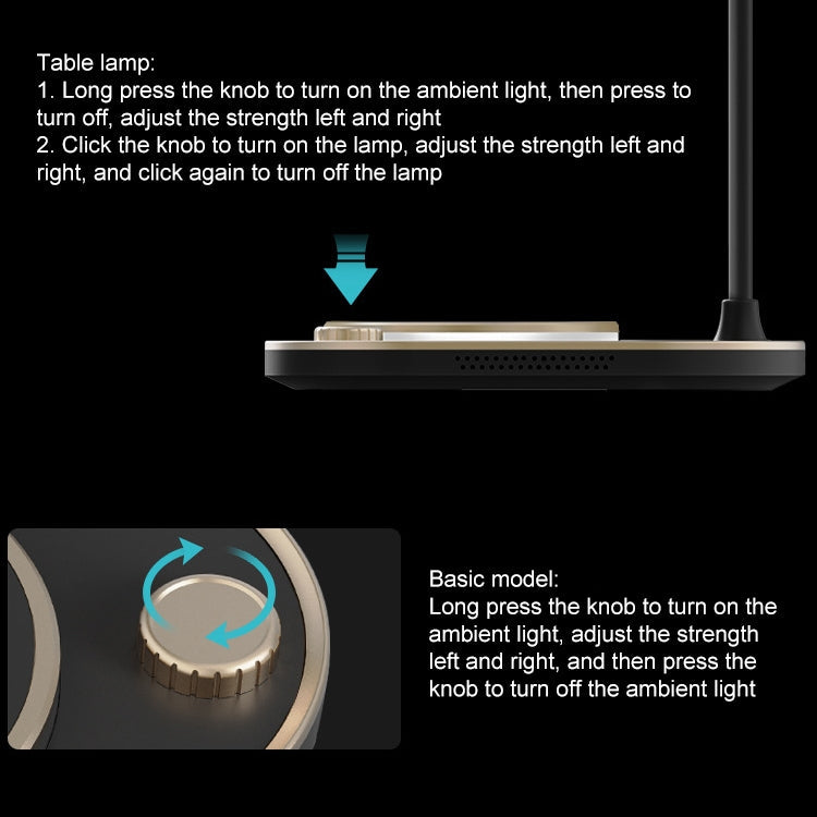 Lampe de table chargeur sans fil X3 15W 3 en 1 (noir)