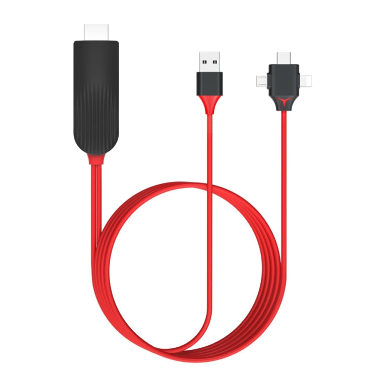 Mirascreen L7-8 3 en 1 8 Pin + Micro USB + USB-C / Tipo C / Tipo C A HDMI Cable conversor de Video Longitud del Cable: 2m