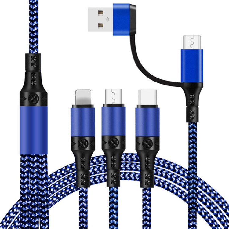 5 in 1 3A USB + USB-C / Type-C to 8 PIN + Micro USB USB-C / Type C / Two Color Braided Fast Charging Data Cable Cable length: 1.2m (Blue)
