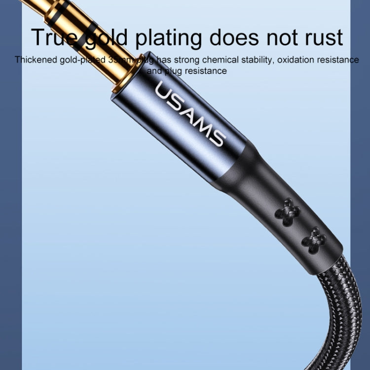 USAMS US-SJ554 3.5mm to 3.5mm + 8 Pin Aluminum Alloy Audio Adapter Cable Length: 1.2m (Tarnish)