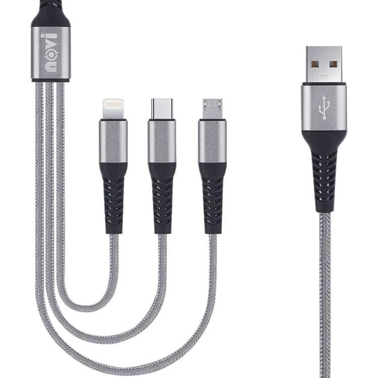 Ivon CA39 2.4A MAX 8 PIN + Tipo-C + Micro USB 3 en 1 Cable de Carga Longitud: 1.2m