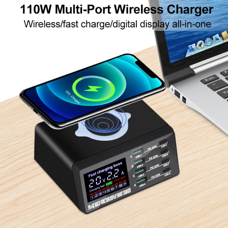 Station de charge intelligente multi-ports X9D 110W + chargeur sans fil AC100-240V US (noir)