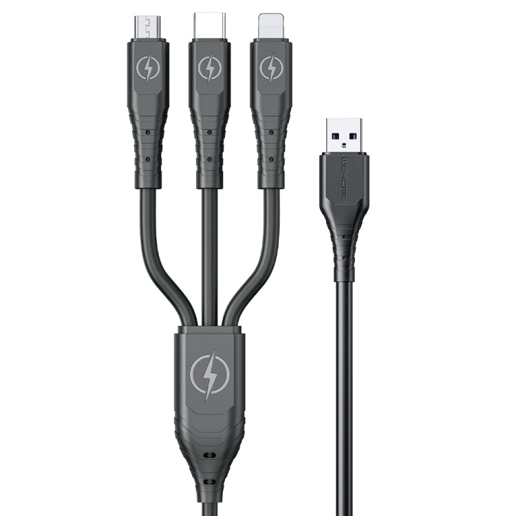 WK WDC-153 8 PIN + TYPE-C / USB-C + Micro USB 3 in 1 Fast Charging Cable Data Cable Length: 1.2m (Black)