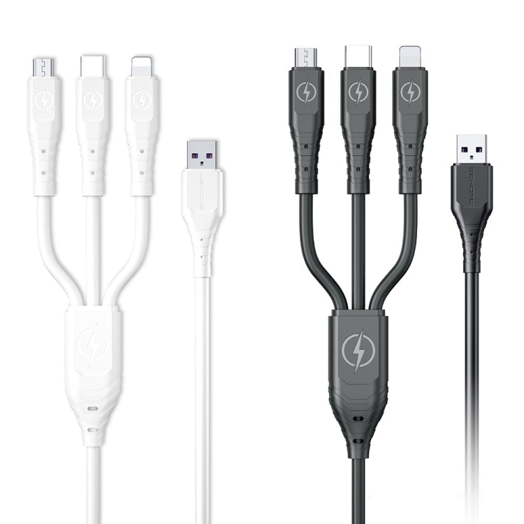 WK WDC-153 8 PIN + TYPE-C / USB-C + Micro USB 3 en 1 Cable de Carga Rápida del Cable Longitud: 1.2m (Blanco)