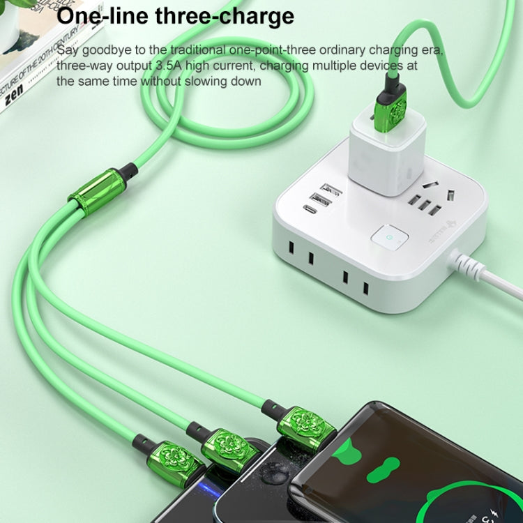 YT23085 Carved Fast Charging Cable 3.5A 3 in 1 USB to Type C / 8 Pin / Micro USB Cable length: 1.2m (White)