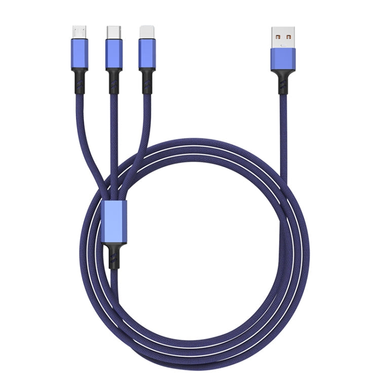 Braided 3A 3 in 1 USB to Type C / 8 Pin / Micro USB Fast Charging Cable Cable Length: 1.2m (Blue)