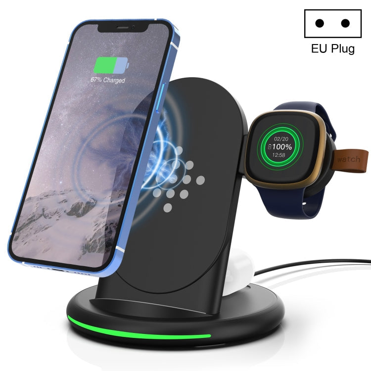 Wireless Charger 3 in 1 Vertical Magnetic W-02C EU Plug (Black)