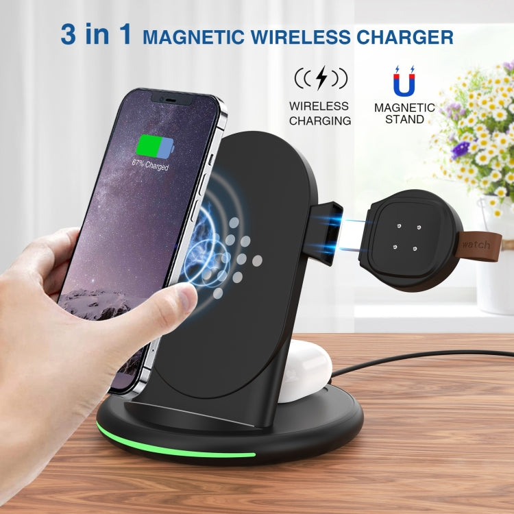 Wireless Charger 3 in 1 Vertical Magnetic W-02C US Plug (Black)