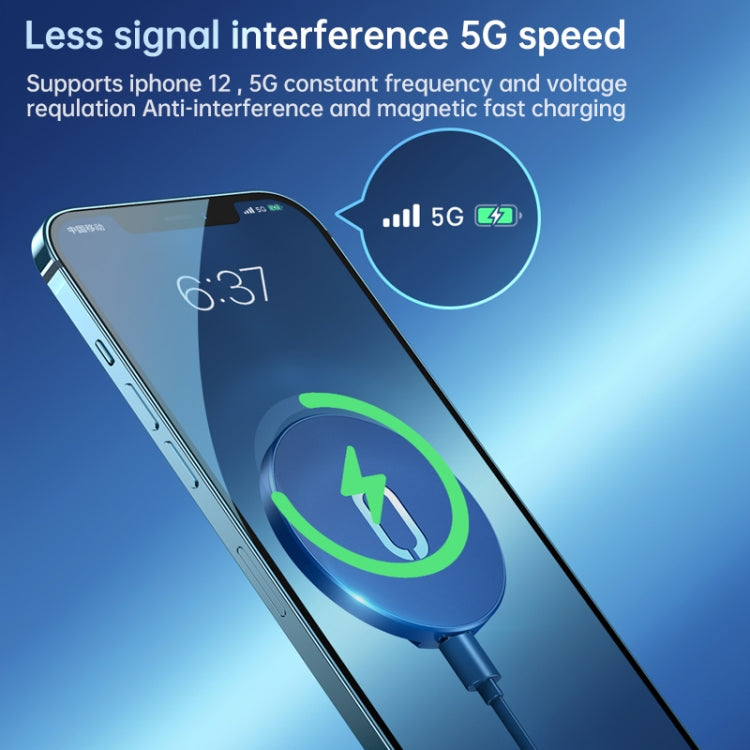 Joyroom JR-A28 15W Magsafe Chargeur sans fil magnétique ultra-mince à charge rapide pour iPhone 12 Series (Bleu)