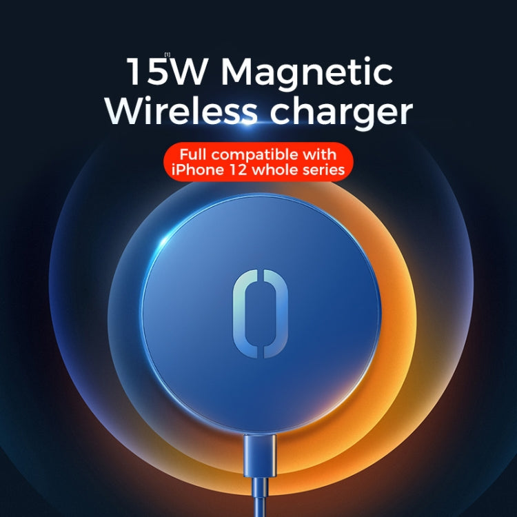 Joyroom JR-A28 15W Magsafe Fast Charging Ultra-thin Magnetic Wireless Charger for iPhone 12 Series (Blue)