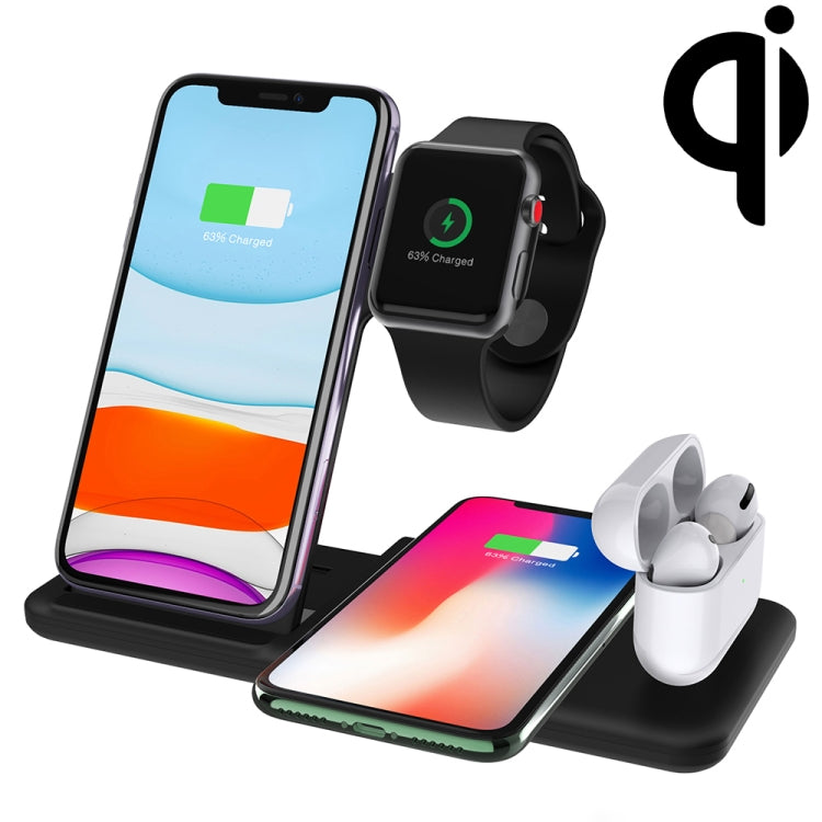 Q20 4 en 1 Cargador Inalámbrico estación de soporte de Carga para iPhone / Apple Watch / AirPods compatible con Carga de Teléfonos Duales (Negro)