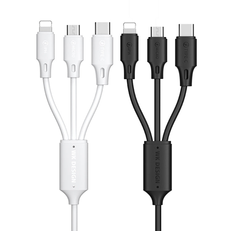 WK WDC-103 3A 3 IN 1 8 PIN + Micro USB + Type-C / USB-C FullSpeed ​​Pro Charging Data Cable length: 1.15m (White)