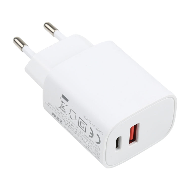 T087 20W USB-C / TYP-C + USB Ports Fast Charging Travel Charger EU Plug