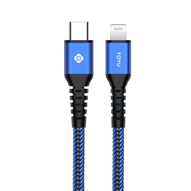 Totudesign BPDA-03 Série Aurora USB-C / Type-C à 8 broches PD Charge rapide Certifié MFI Câble de données tressé Longueur : 1 m (Bleu)