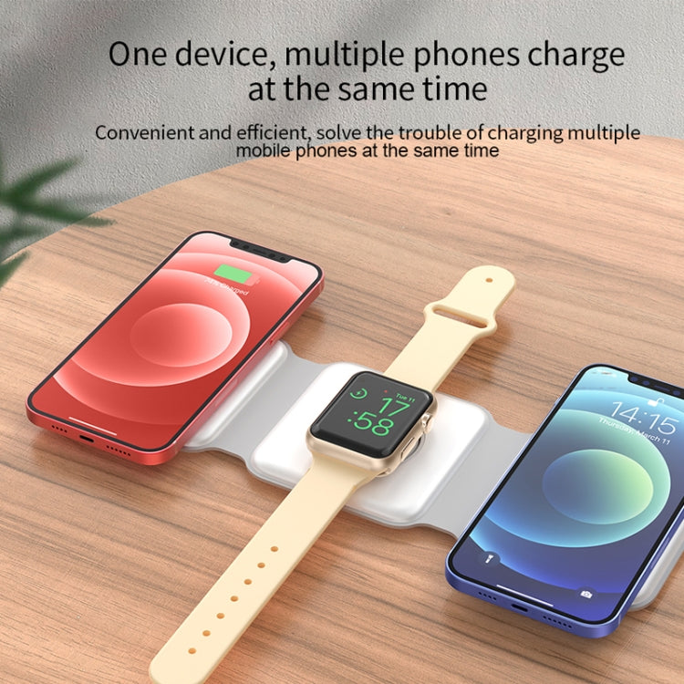 Wiwu M6 Power Air 3 in 1 Foldable Silicone Magnetic Wireless Charging Dock for Mobile Phones and Airpods Iwatch (White)