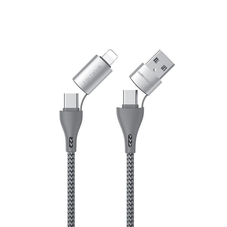 WK WDC-112 4 IN 1 Type-C / USB-C + USB + 8 PIN Multifunction Exchange Charging Cable (Silver)