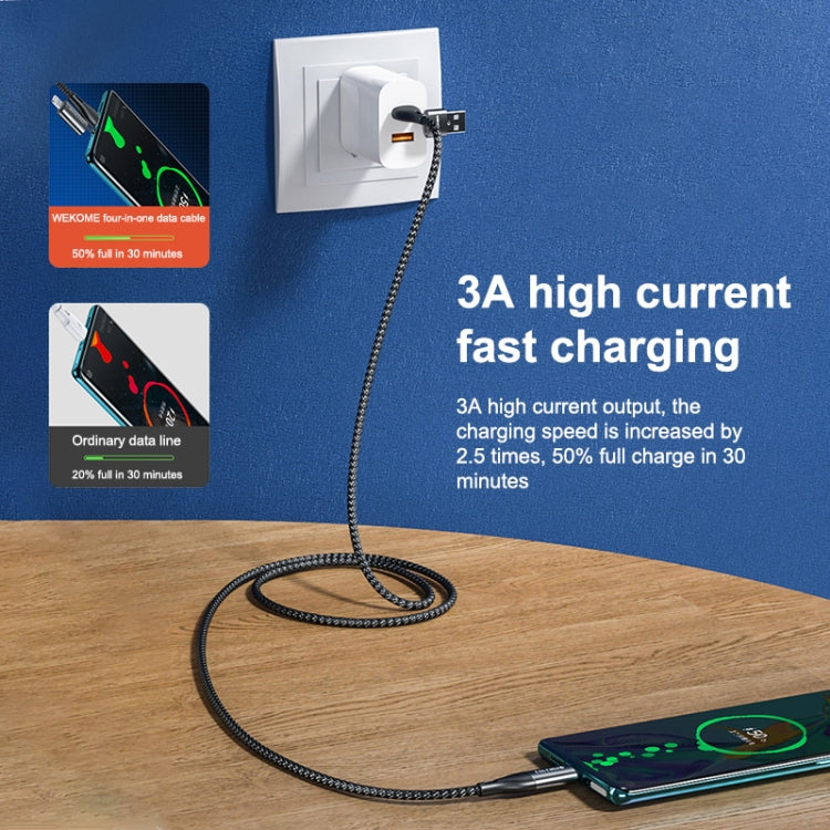 WK WDC-112 4 IN 1 Type-C / USB-C + USB + 8 PIN Multifunction Exchange Charging Cable (Argent)
