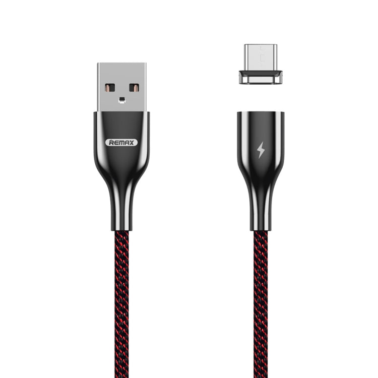 Remax RC-158m 3A USB to Micro USB Interface Charging + Transmission Magnetic Attraction Polyester Two-color Braided Data Cable Cable Length: 1m (Red)