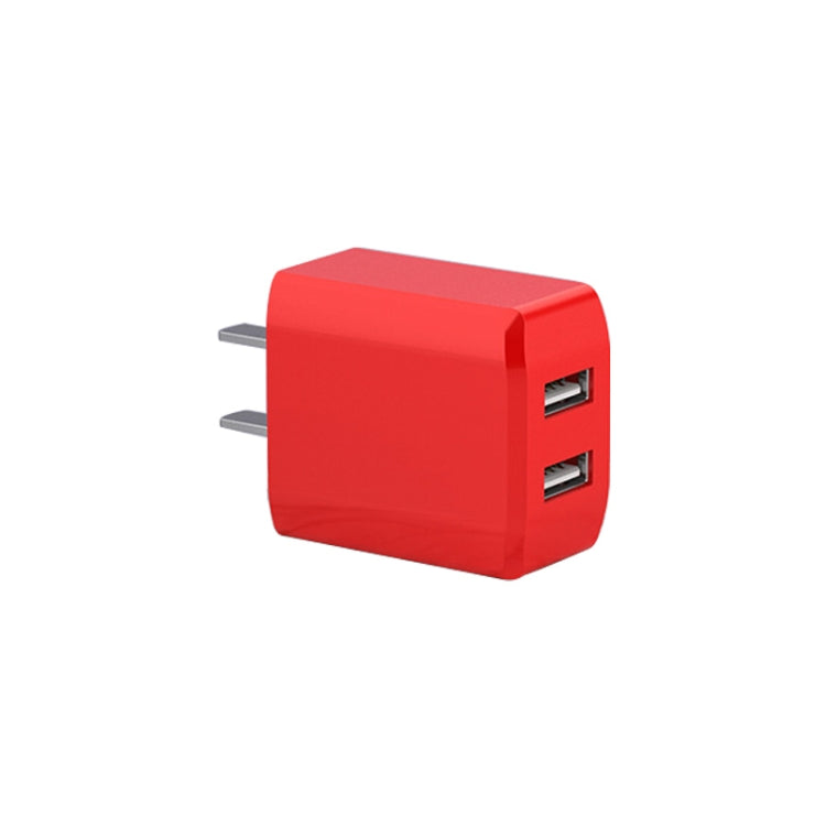 2A Mini Universal Liquid Color Cargador de Puertos USB Duales Enchufe de US (Rojo)