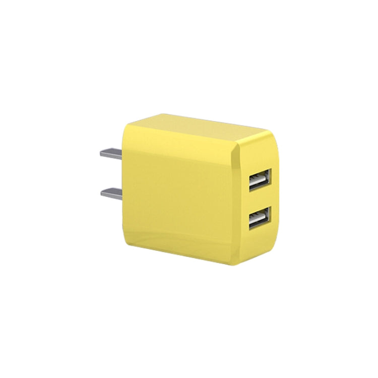 2A Mini Universal Liquid Color Cargador de Puertos USB Duales Enchufe de US (Amarillo)