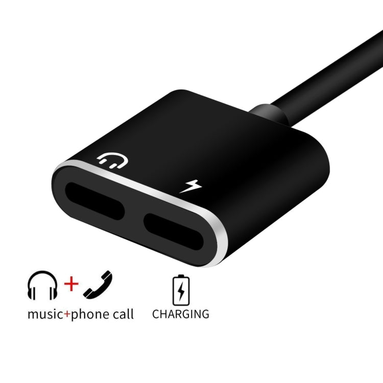 Enkay Hat-Prince HC-15 8 Pin + 3.5 mm Jack a 8 PIN Carga Audio Cable de Adaptador de Audio soporte hasta iOS 15.0 (Negro)
