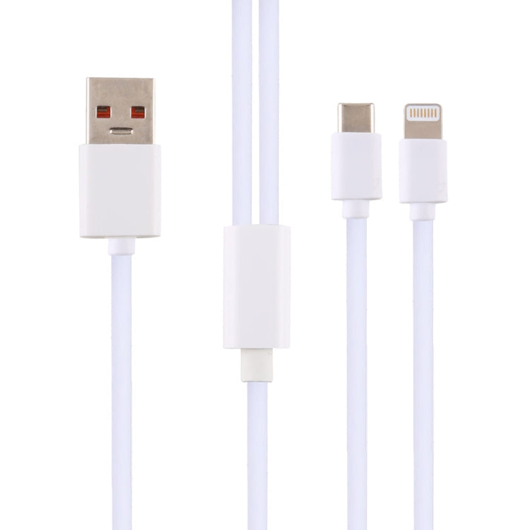 Interface USB mâle vers 8 broches + USB-C / Type-C mâle TPE Longueur du câble de données de charge rapide : 1,2 m (blanc)