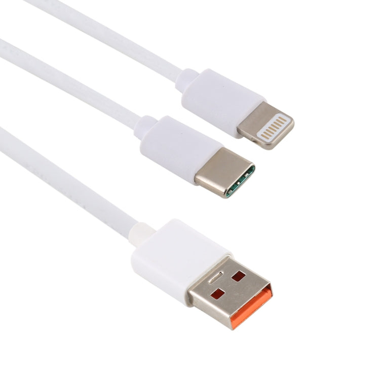 USB Macho a 8 Pines + USB-C / Type-C Macho interfaz TPE Cable de Datos de Carga Rápida longitud: 1.2 m (Blanco)