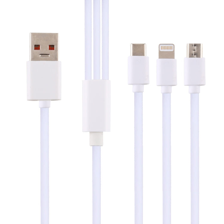 USB mâle vers 8 broches + USB-C / Type-C + Micro USB mâle Interface TPE Câble de charge Longueur : 1,2 m (Blanc)