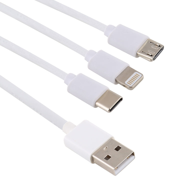 USB Macho a 8 Pines + USB-C / Type-C + Cable de Carga TPE de interfaz Micro USB Macho longitud: 1.2 m (Blanco)